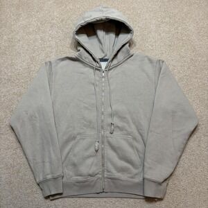 Brandy Melville Hoodie Sweatshirt Womens One Size Beige Full Zip Fleece Casual